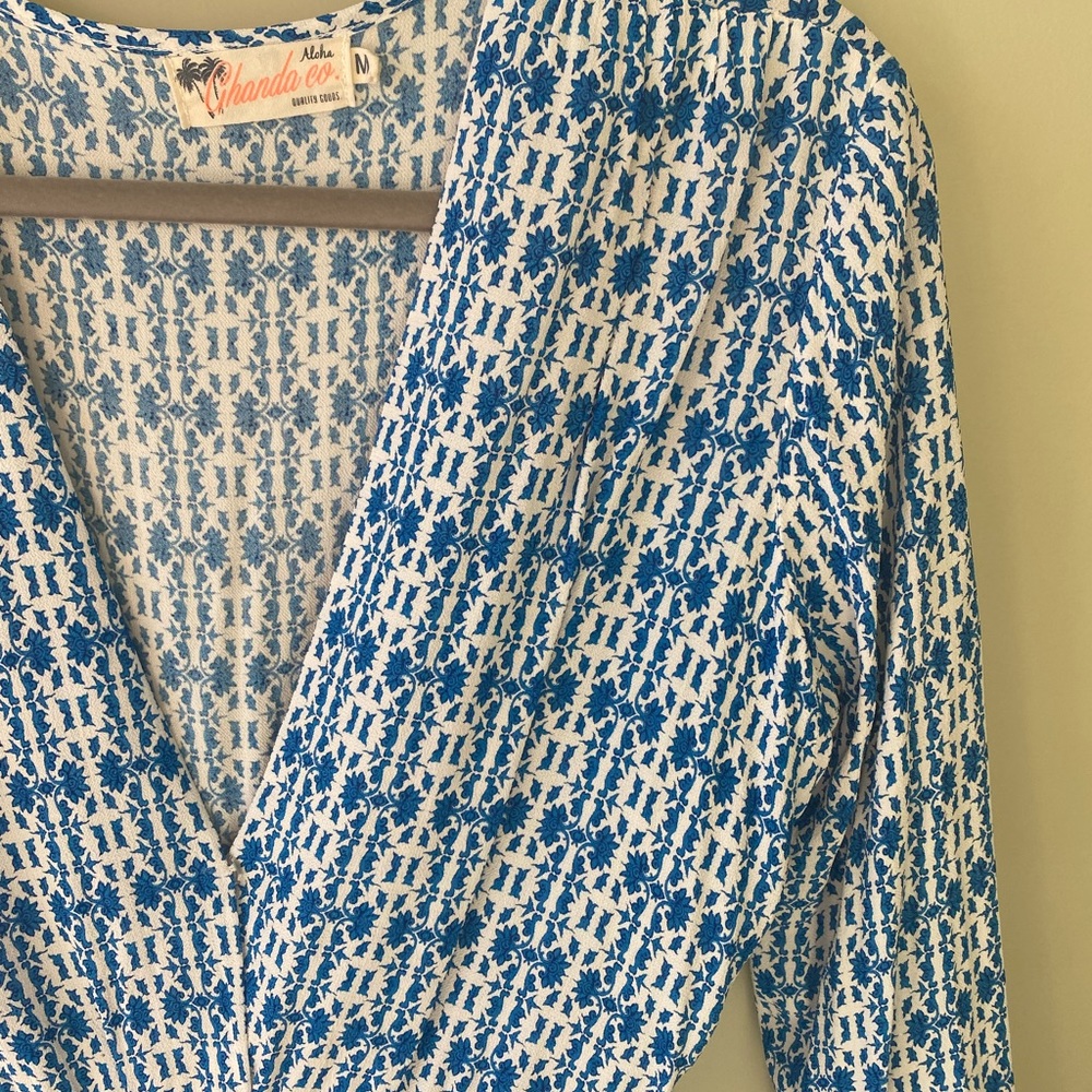 Ghanda Blue Patterned Ruffle Romper - Picture 3 of 5